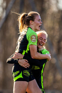 Marthine Østenstad of Brann celebrates with teammate Guro
