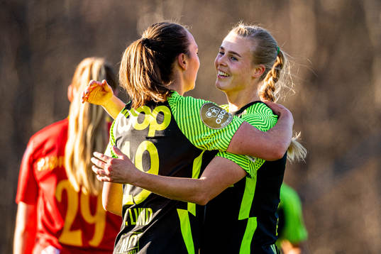 Nora Eide Lie of Brann celebrates with teammate Marit