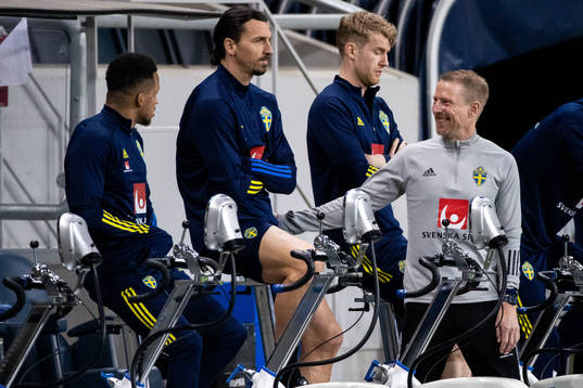 Martin Olsson, Zlatan Ibrahimovic and Filip Helander of the