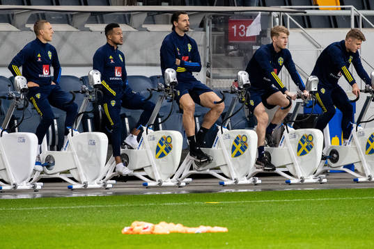 Martin Olsson, Zlatan Ibrahimovic and Filip Helander of the