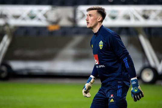 Goalkeeper Andreas Linde of the Swedish national football