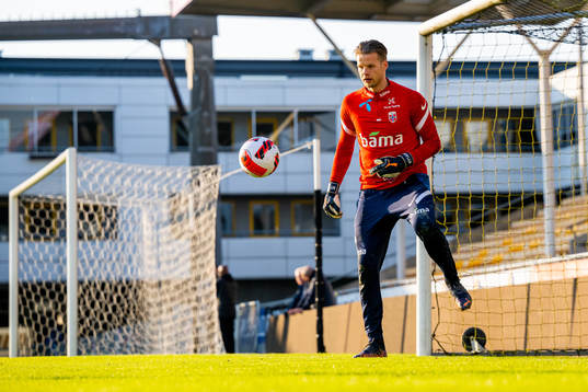 Goalkeeper Ørjan Håskjold Nyland of the Norwegian