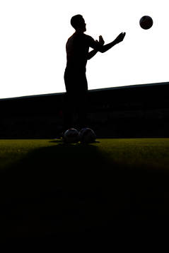 The silhouette of goalkeeper Ørjan Håskjold Nyland of the