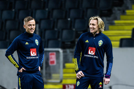 Jesper Karlsson and Emil Forsberg of the Swedish national
