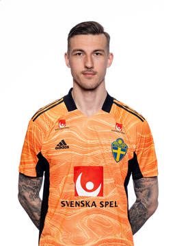 Goalkeeper Andreas Linde of the Swedish national football