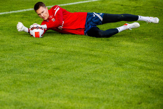 Goalkeeper Jacob Karlstrøm of the Norwegian national