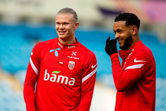 Erling Braut Haaland and Joshua King of the Norwegian