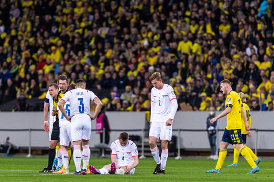 Jakub Brabec of Czech Republic in pain