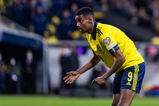 Alexander Isak of Sweden reacts