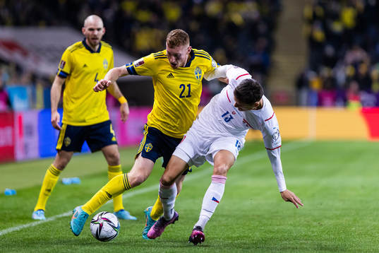 Dejan Kulusevski of Sweden and Ales Mateju of Czech Republic
