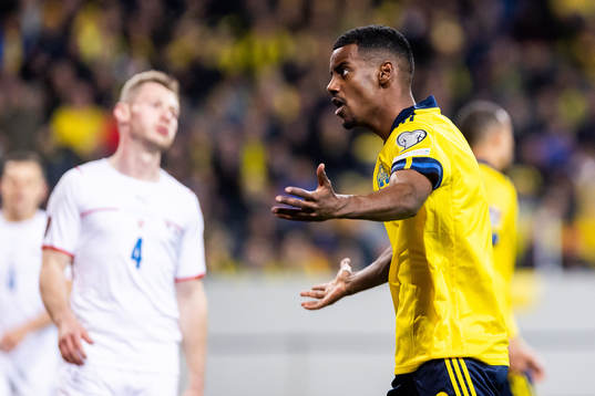 Alexander Isak of Sweden looks dejected
