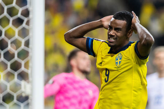 Alexander Isak of Sweden looks dejected