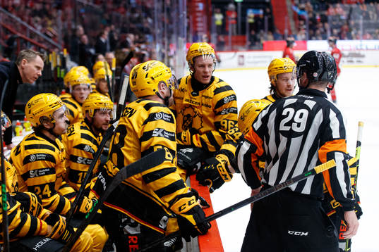 Skellefteås spelare reagerar mot Domare Richard Magnusson