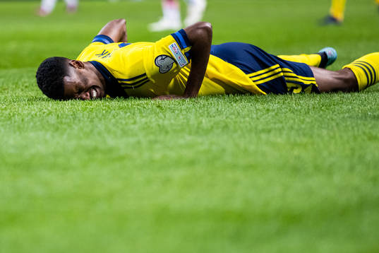 Alexander Isak of Sweden in pain