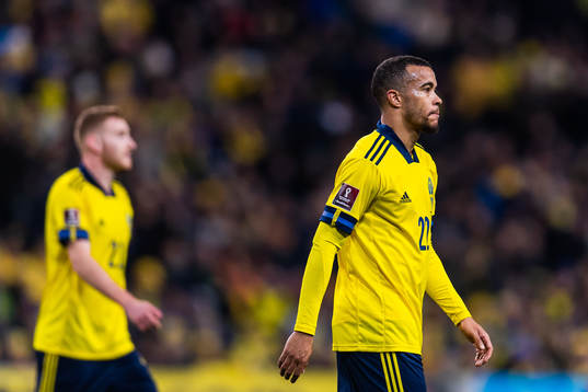 Robin Quaison of Sweden looks dejected