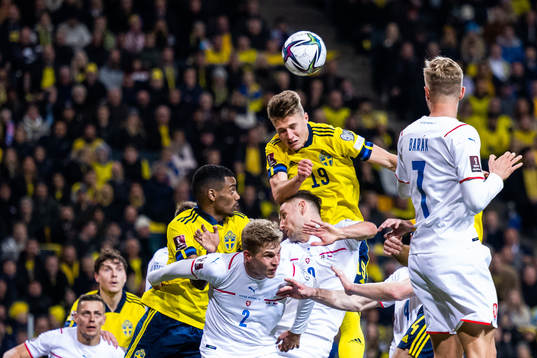 Mattias Svanberg and Alexander Isak of Sweden