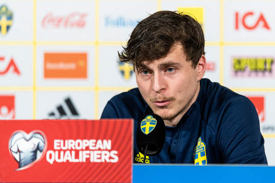 Victor Lindelöf of Sweden at the press conference