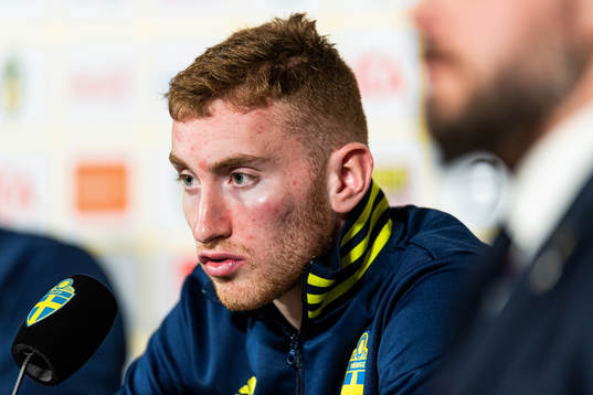 Dejan Kulusevski of Sweden at the press conference
