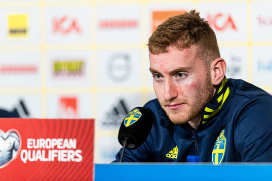 Dejan Kulusevski of Sweden at the press conference