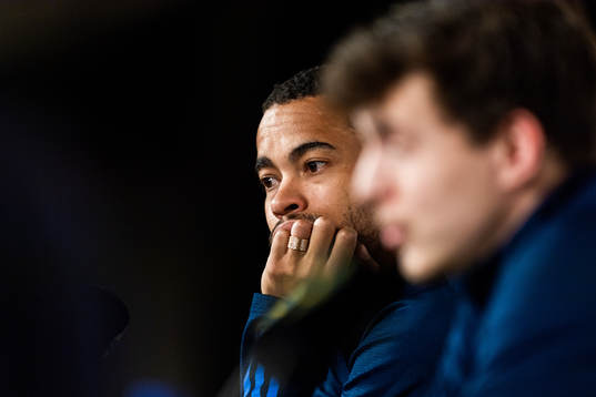 Robin Quaison of Sweden at the press conference