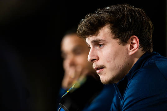 Victor Lindelöf of Sweden at the press conference