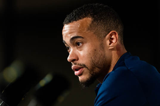 Robin Quaison of Sweden at the press conference