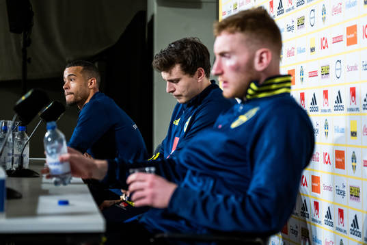 Robin Quaison, Victor Lindelöf and Dejan Kulusevski of