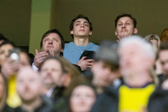Pole vaulter Armand Duplantis of Sweden in the stands