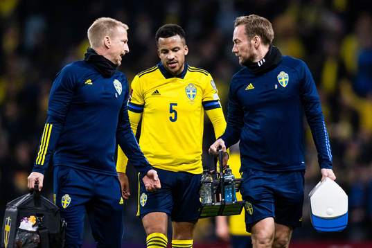 Martin Olsson of Sweden leaves the pitch