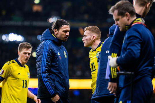 Zlatan Ibrahimovic and Dejan Kulusevski of Sweden