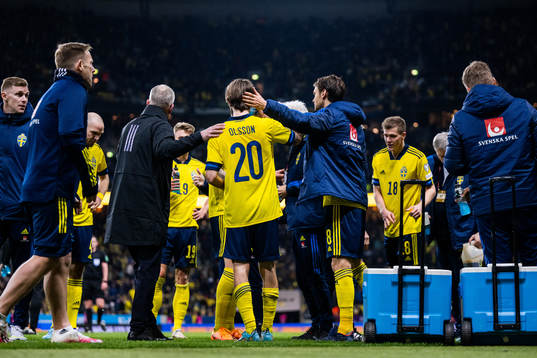head coach Janne Andersson, Kristoffer Olsson and Albin
