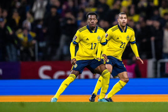 Anthony Elanga and Robin Quaison of Sweden