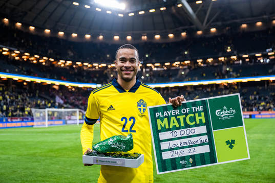 Robin Quaison of Sweden i awarded player of the match
