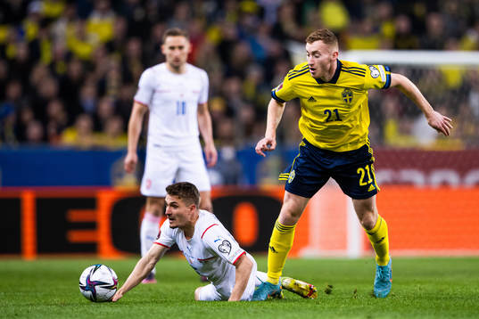 Tomas Pekhart of Czech Republic and Dejan Kulusevski of