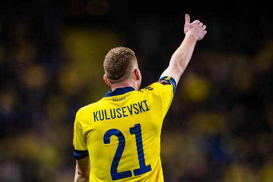 Dejan Kulusevski of Sweden reacts