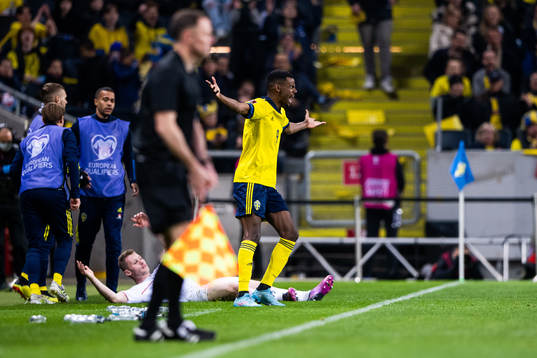 Alexander Isak of Sweden reacts