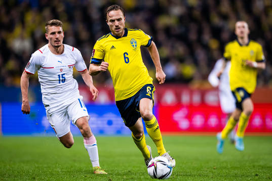 Michal Sadilek of Czech Republic and Pierre Bengtsson of