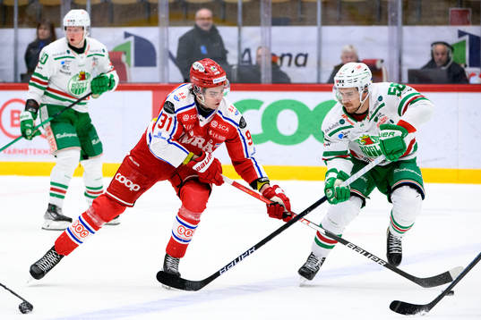 Timrås Viktor Lodin och Rögles Ryan McKiernan