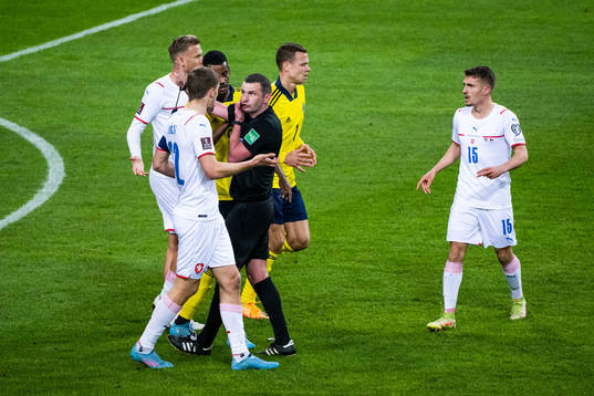 Tomas Soucek of Czech Republic reacts