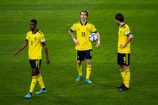 Alexander Isak ,Kristoffer Olsson and Albin Ekdal of Sweden