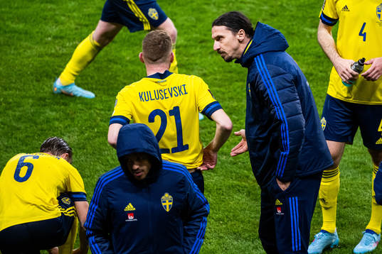 Dejan Kulusevski and Zlatan Ibrahimovic of Sweden