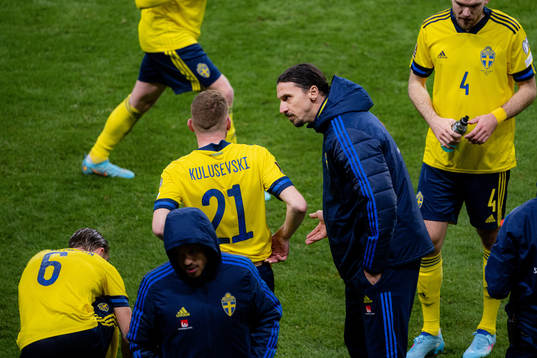Dejan Kulusevski and Zlatan Ibrahimovic of Sweden