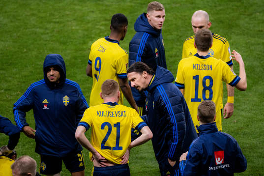 Dejan Kulusevski and Zlatan Ibrahimovic of Sweden