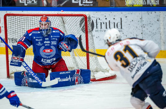Oskarshamns målvakt Tim Juel och Djurgårdens Dick Axelsson