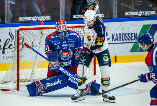 Oskarshamns målvakt Tim Juel och Djurgårdens Ludvig