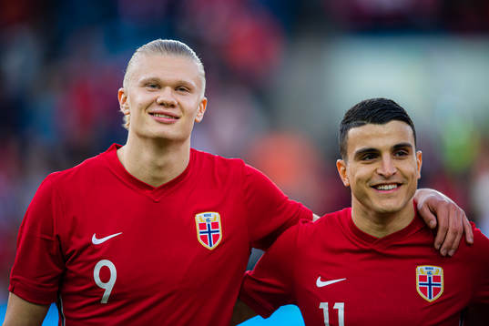 Erling Braut Haaland and Mohamed Amine Elyounoussi of Norway