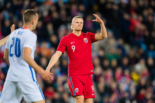 Erling Braut Haaland of Norway reacts