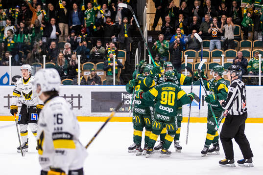 Björklövens Olle Liss jublar med lagkamrater