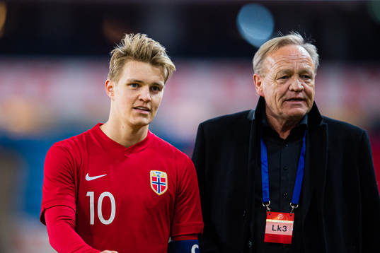 Martin Ødegaard of Norway and Geir Ellefsen, head of