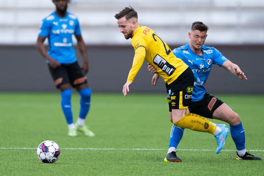Elfsborgs Rasmus Alm och Halmstads Jonathan Svedberg